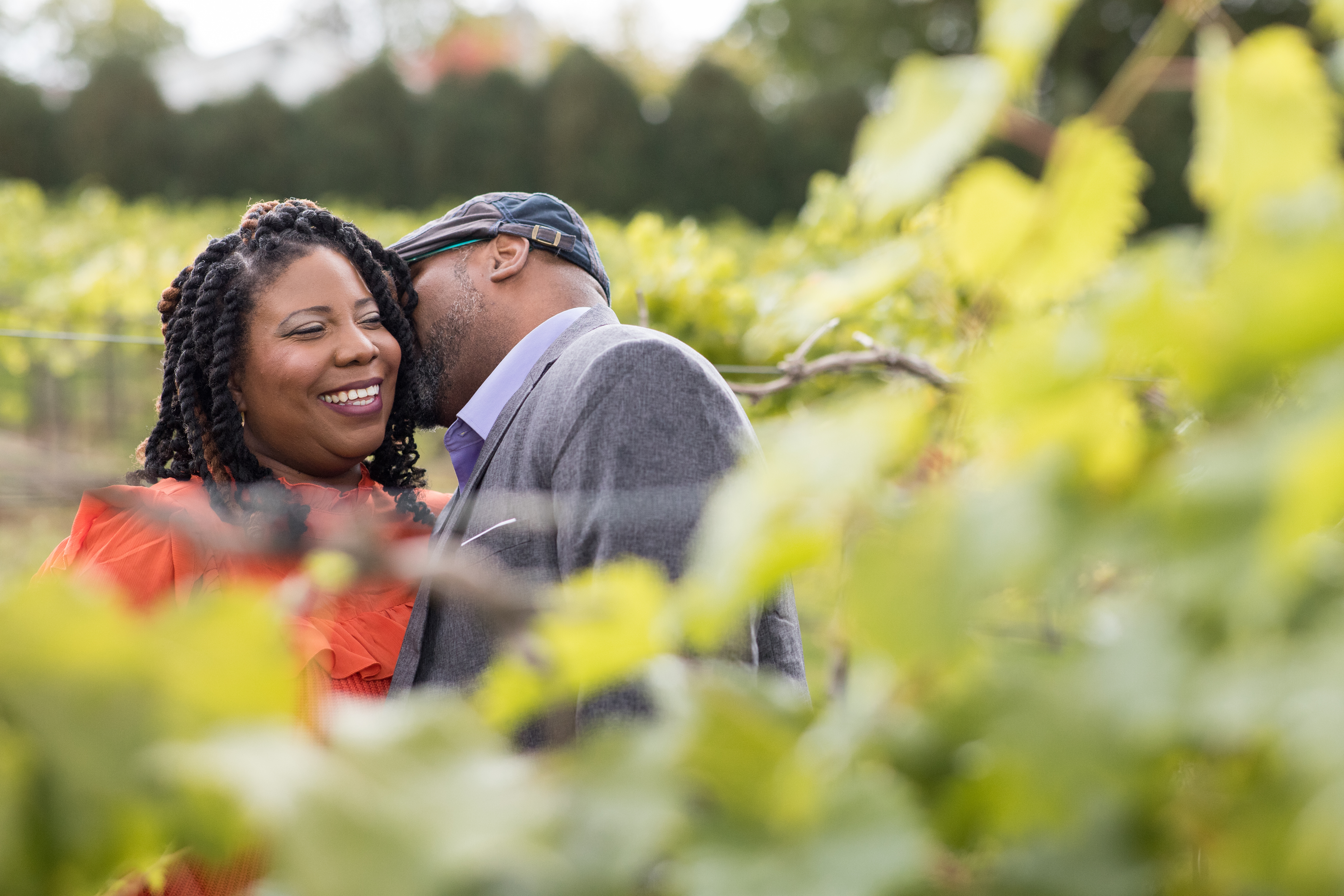 vineyard engagement photo