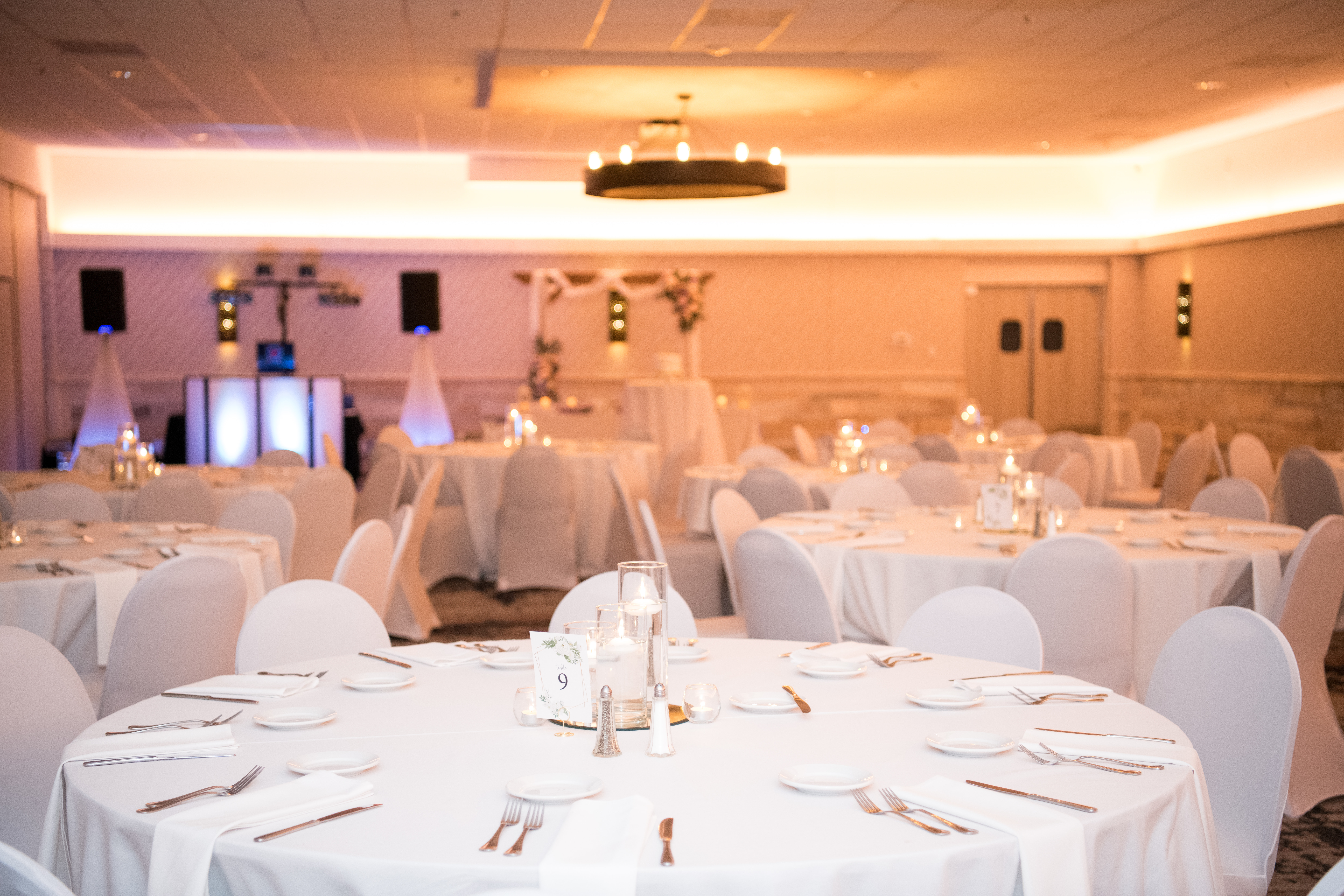 wedding reception with simple white decor