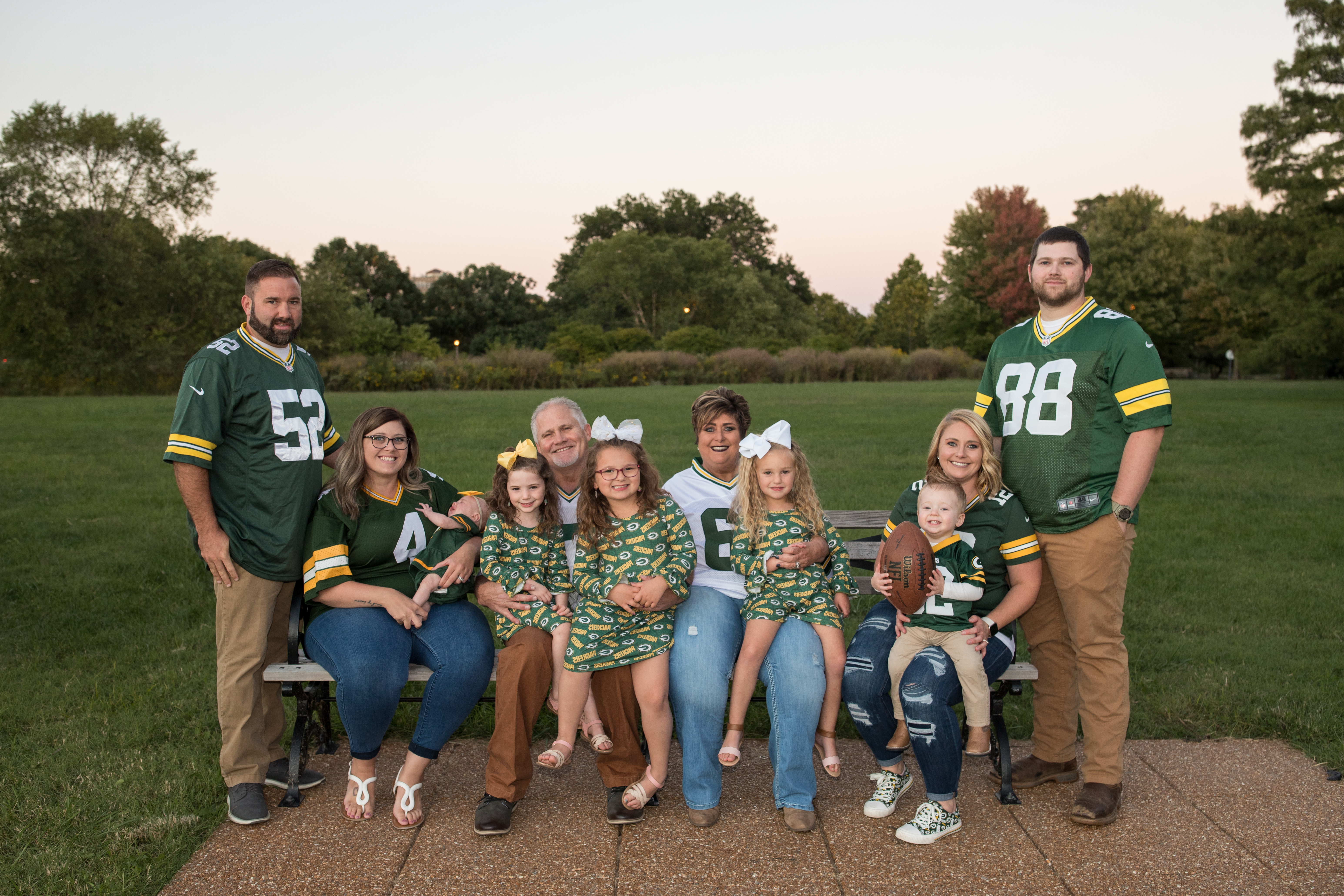 Green Bay Packers themed family photo